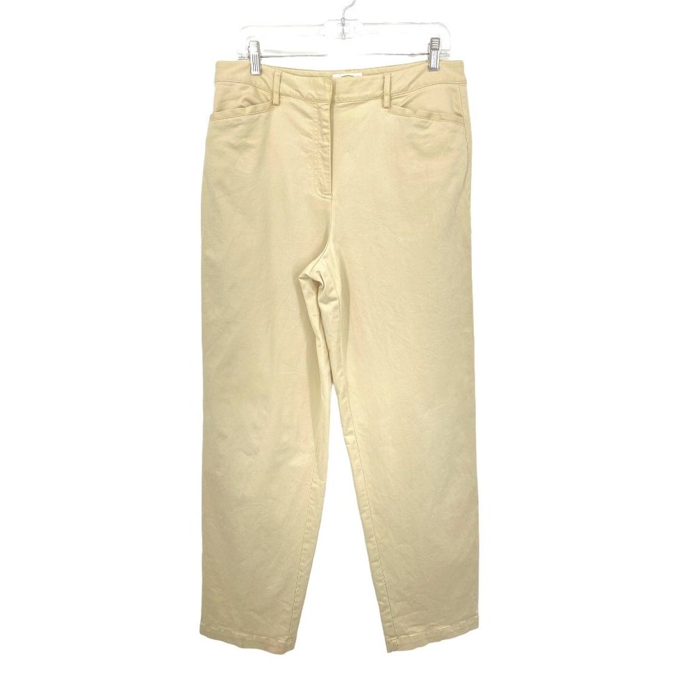 Talbots Stretch Chino Pants Size 12 Straight Leg High Rise Light Tan Khaki